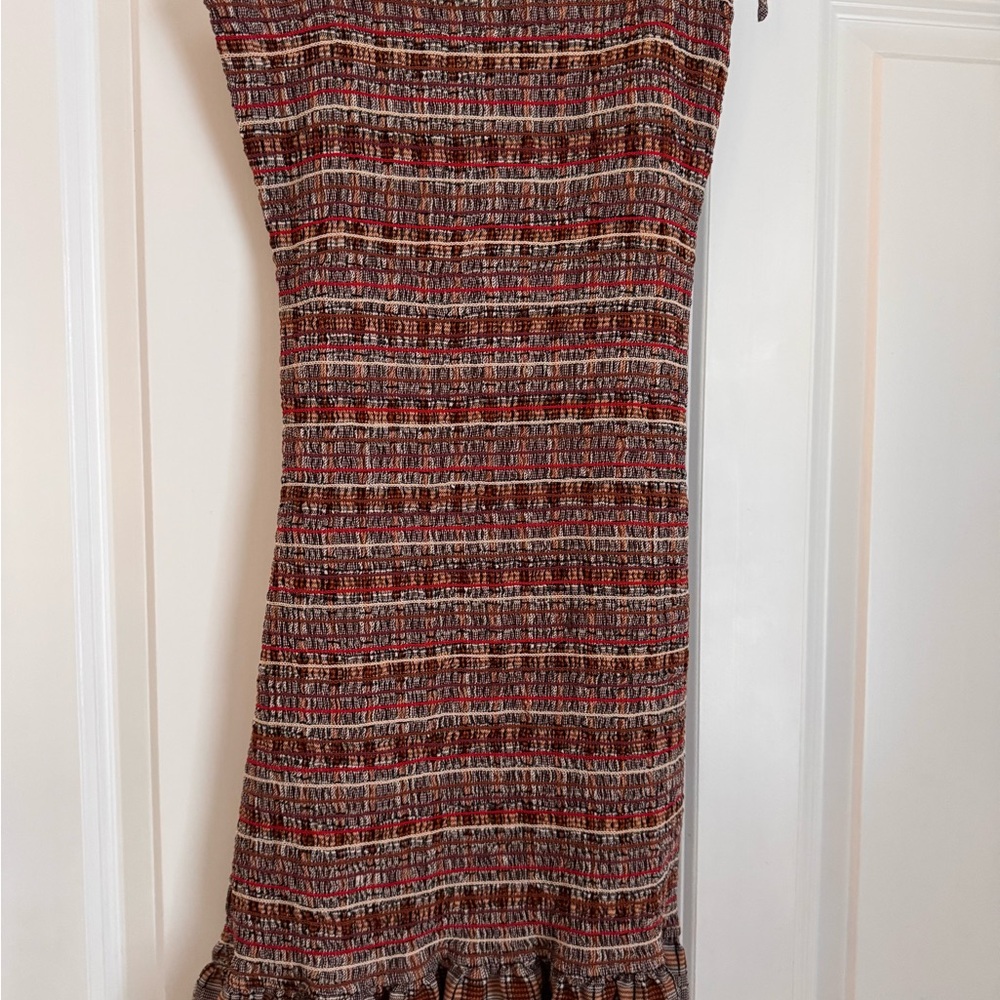 Multicolor Striped shirred Dress
